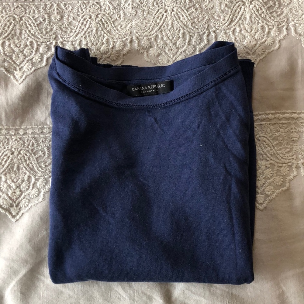 Navy Silk and Cotton Sweater from Banana Republic